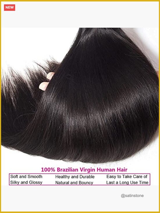 3 Bundles 16 Inch Virgin Brazilian Straight Human Hair Weave main image 6